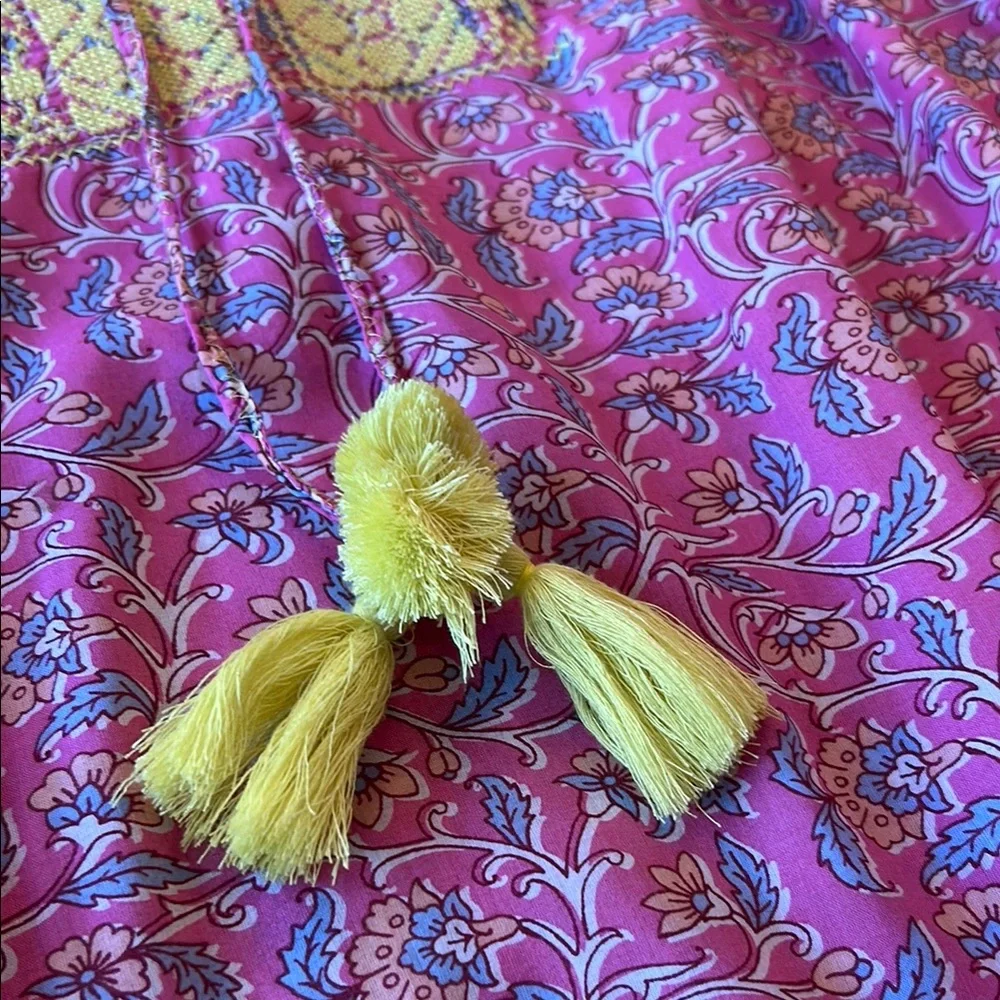 J. Crew Pink and Yellow Relaxed Boho Bib Collar Blouse - Picture 3 of 4